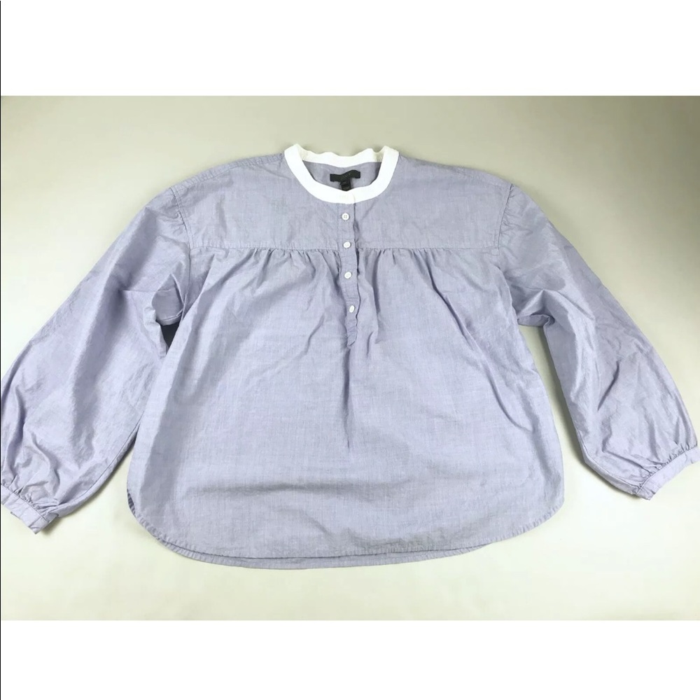 J Crew Peasant Top Popover Blouse SZ 12P Gathered
